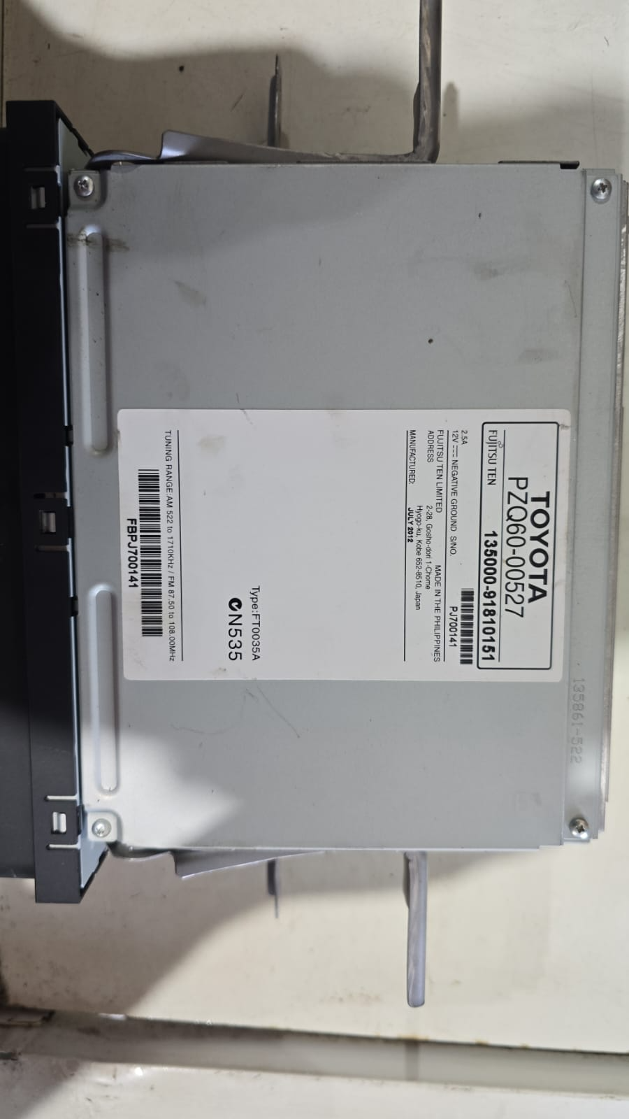 Toyota Yaris Hatch 2012 Stereo| Melbourne and Sydney