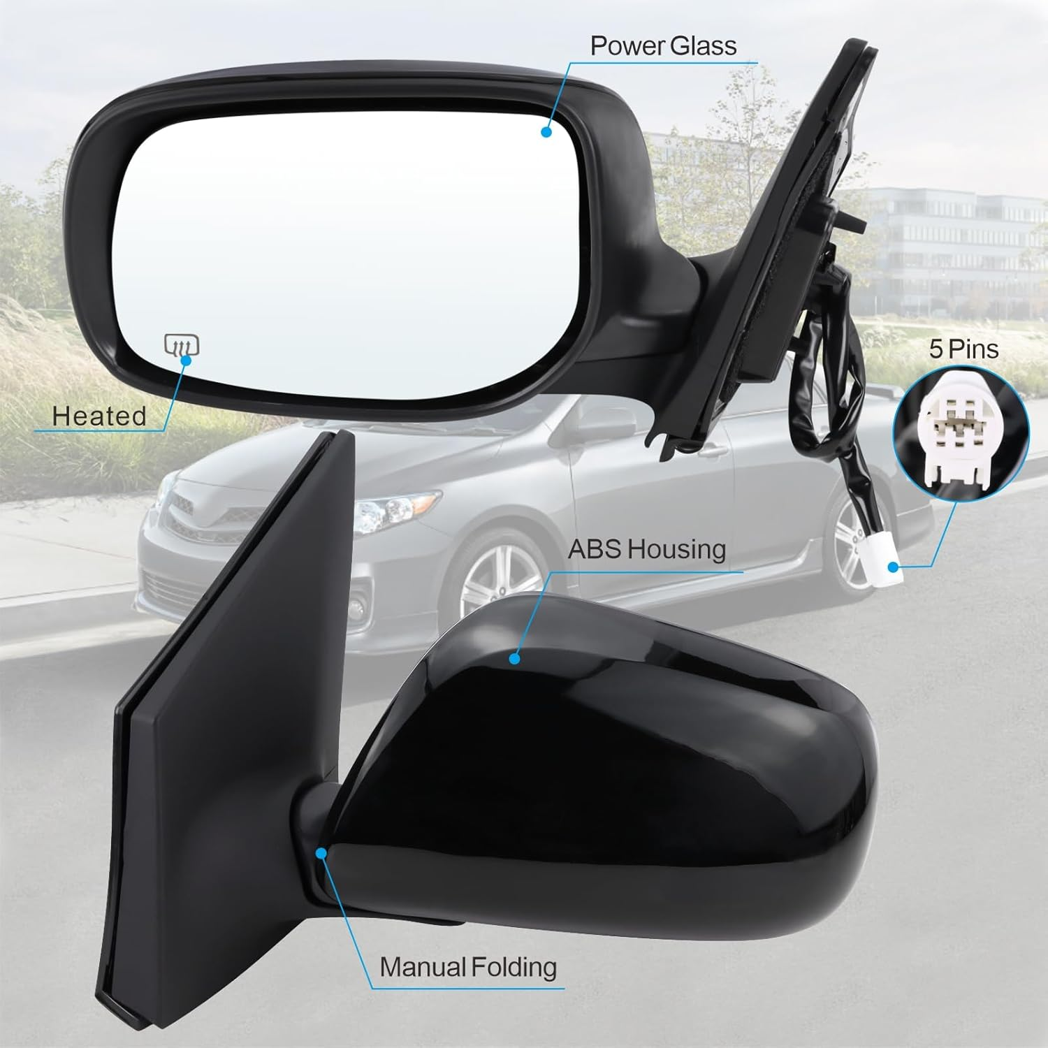 Side Mirror Left LH 5 Pins Fits Toyota Corolla Sedan 2007-2013 87940-12A50| Melbourne and Sydney