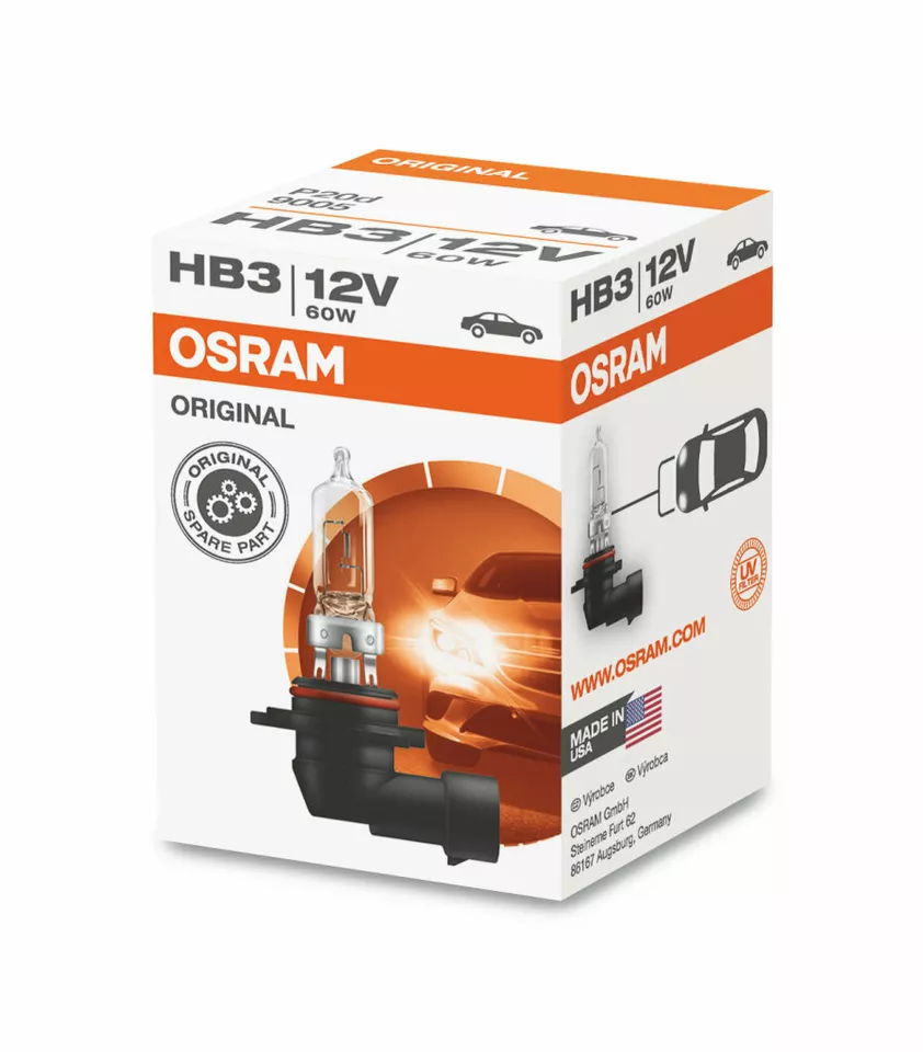 2X Osram HB3 Headlight Bulb / 9005 12V 60W P20d Globe Halogen| Melbourne and Sydney