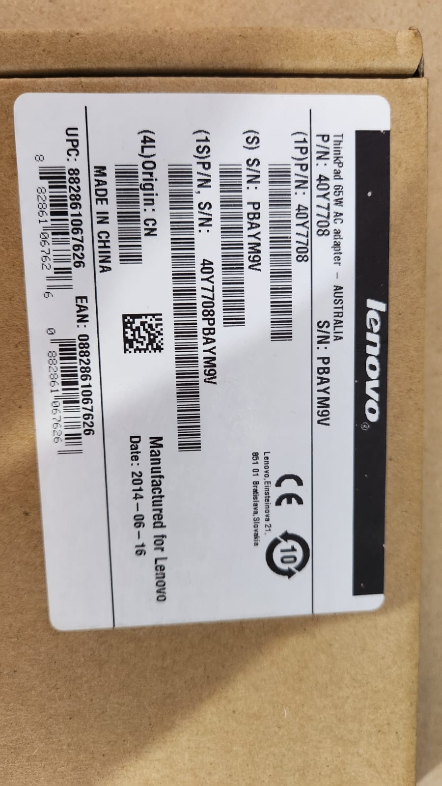 Lenovo ThinkPad & 3000 65W AC ADAPTER [40Y7708]| Melbourne and Sydney