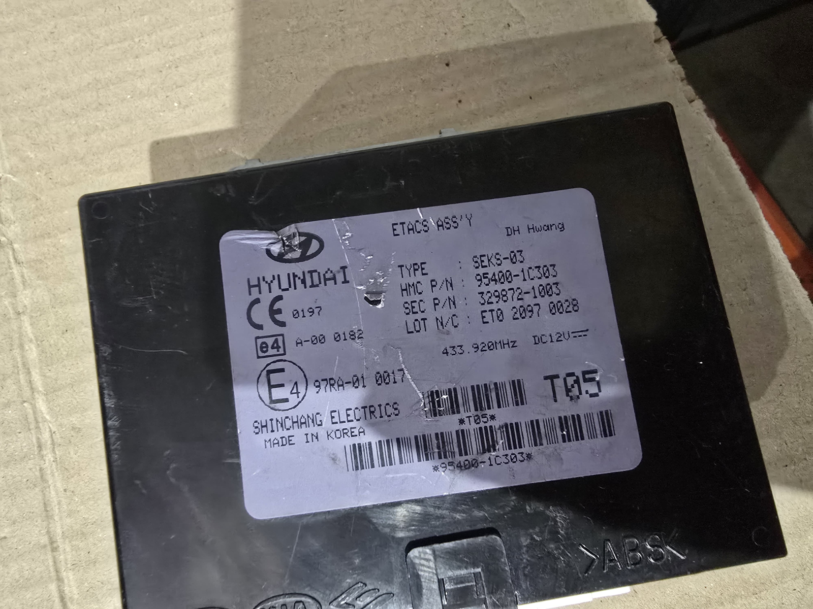 OEM 2005-2009 HYUNDAI GETZ ECU CONTROL UNIT 954001C303 3298721003| Melbourne and Sydney